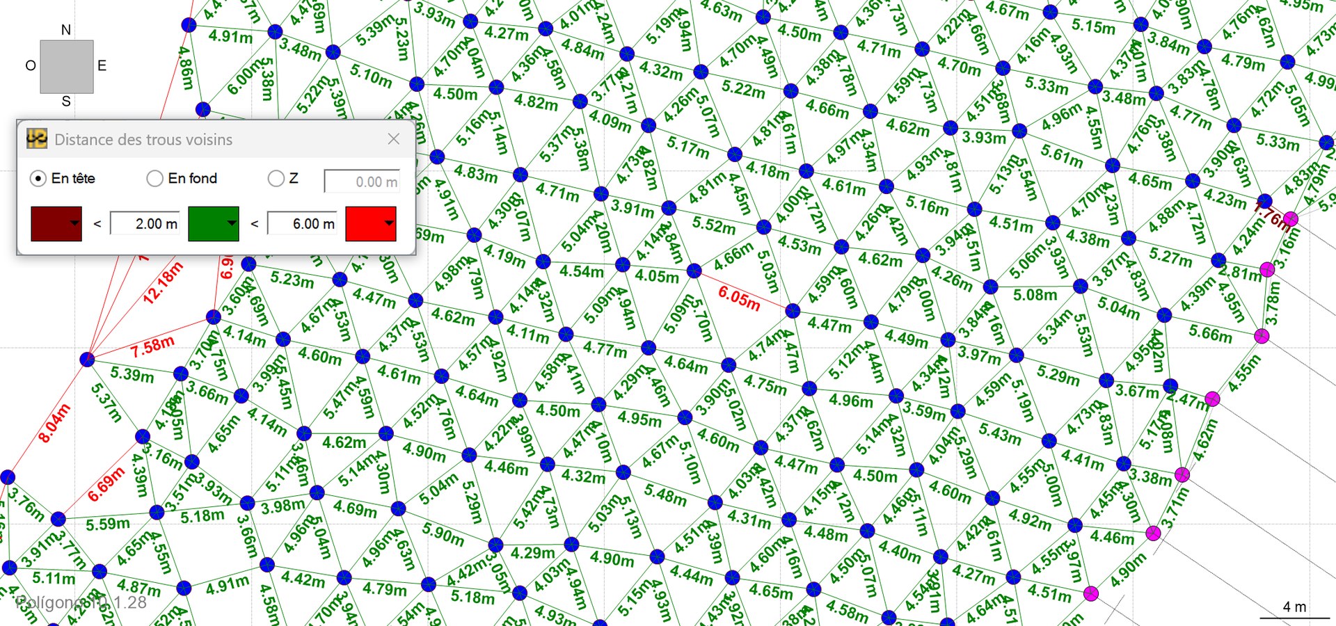 Distances between neighbouring holes
