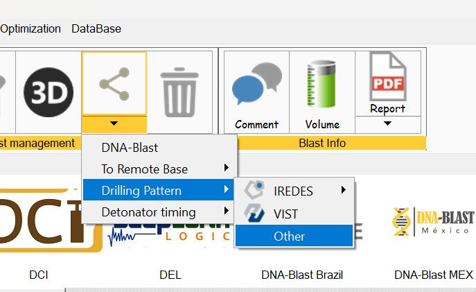 Drilling pattern export
