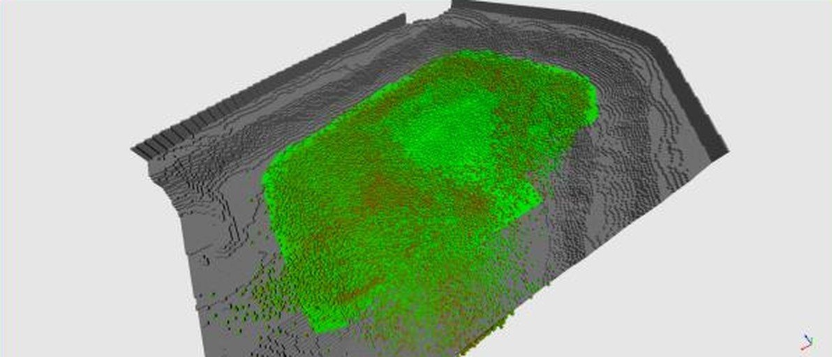 Tas abattu simulé, position finale des voxels